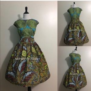 African Print Dress: Bust 43-44 Waist 34-35
